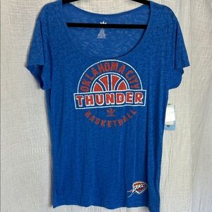 adidas NWT Blue OKC Thunder Graphic Sheer Scoop Neck Tee